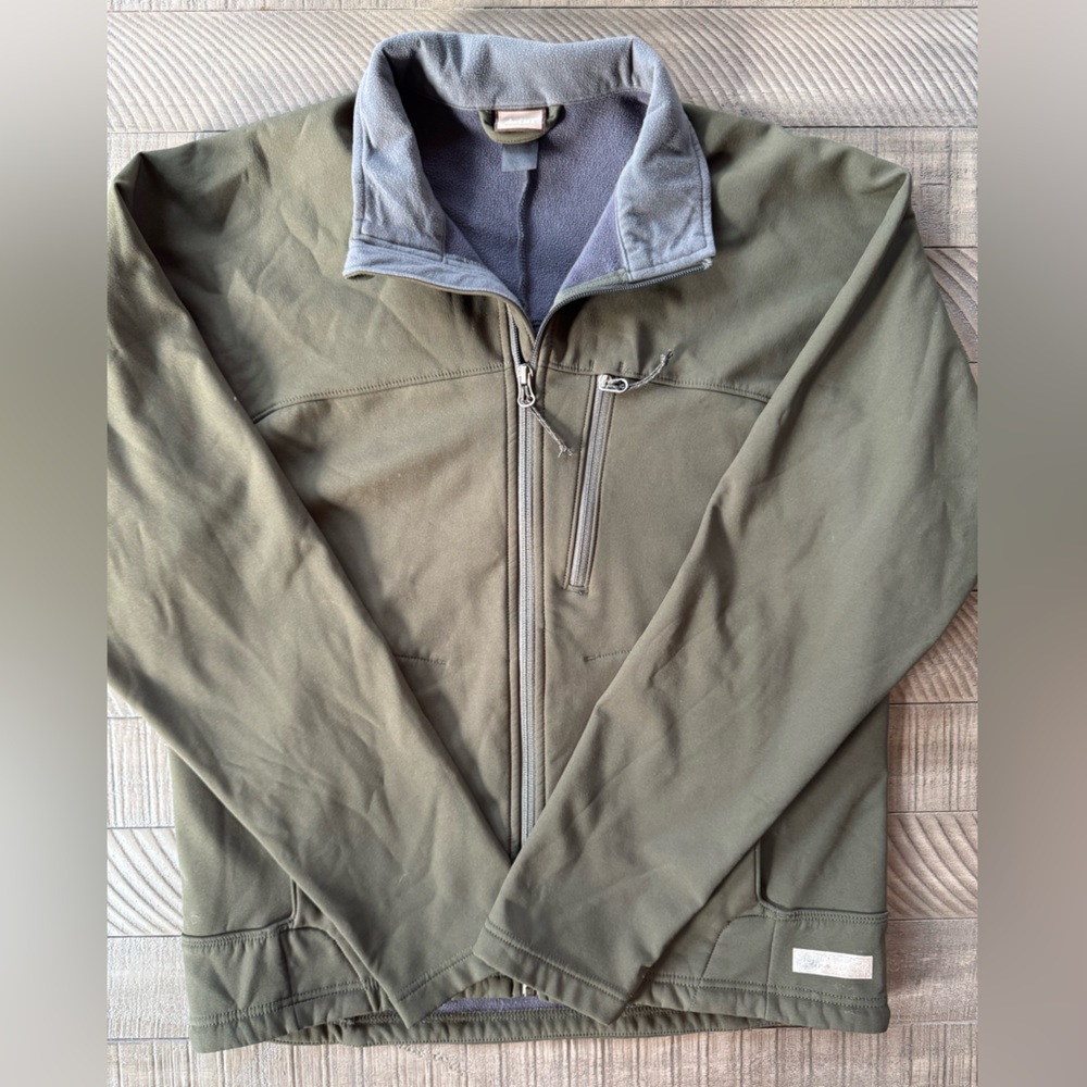 REI Co-op Barrier Soft-Shell Fleece Lined Olive Green Jacket Men’s Size Small